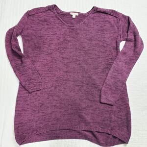 Caslon Timeless Cozy Marled/Space Dyed Purple Minimalist Chic Tunic Sweater XS